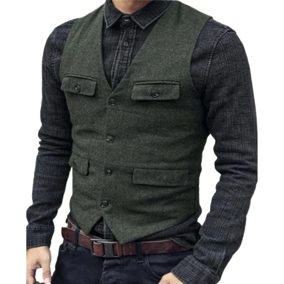 Men's V-Neckline Multi-Pocket Traditional Waistcoat – view 1