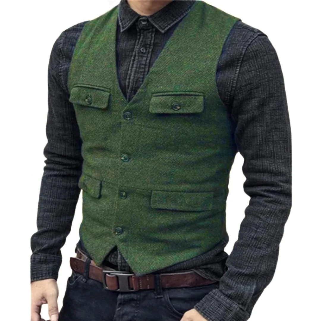 Men's V-Neckline Multi-Pocket Traditional Waistcoat – view 3