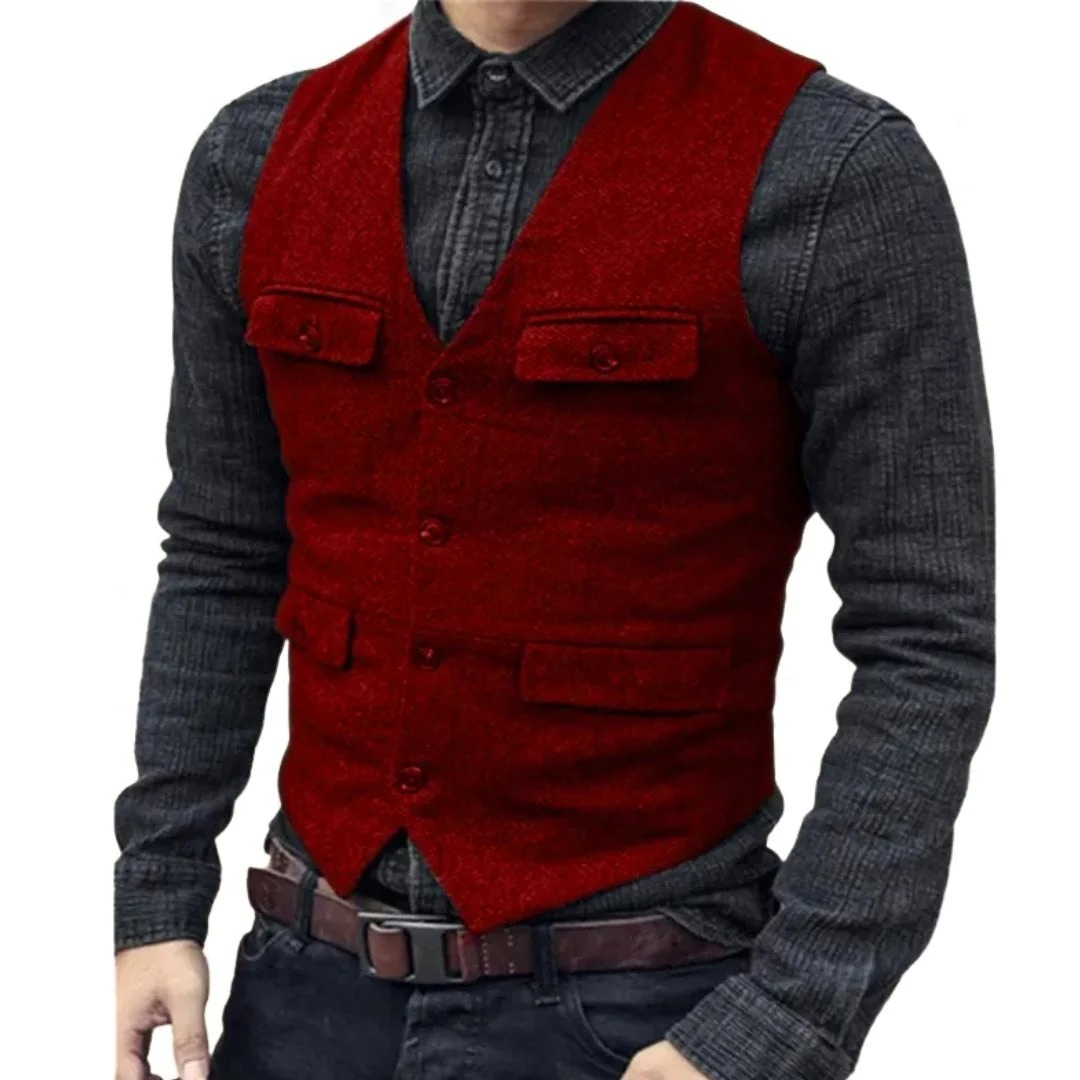 Men's V-Neckline Multi-Pocket Traditional Waistcoat – view 4