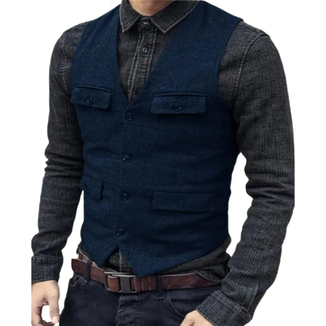 Men's V-Neckline Multi-Pocket Traditional Waistcoat – view 6