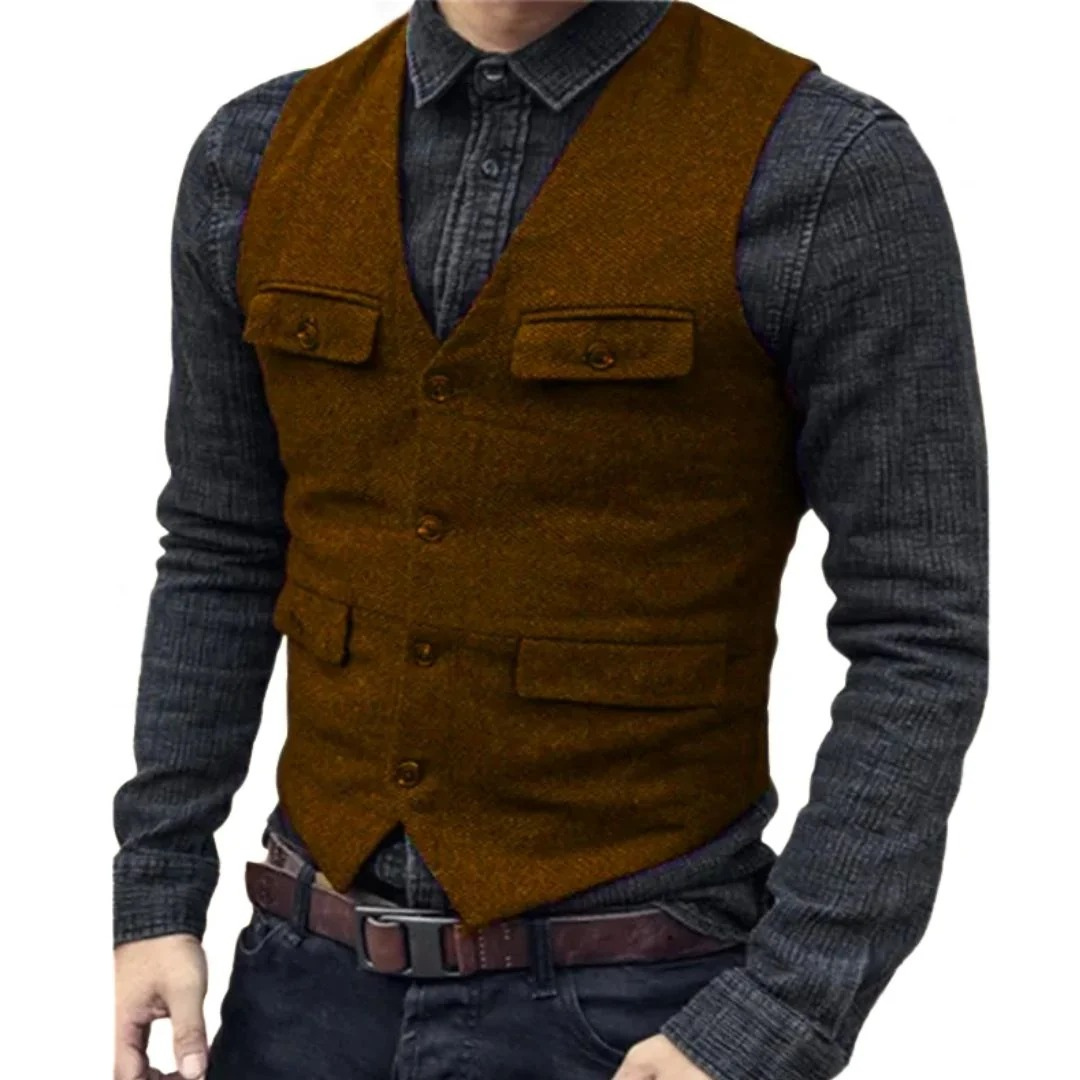Men's V-Neckline Multi-Pocket Traditional Waistcoat – view 5