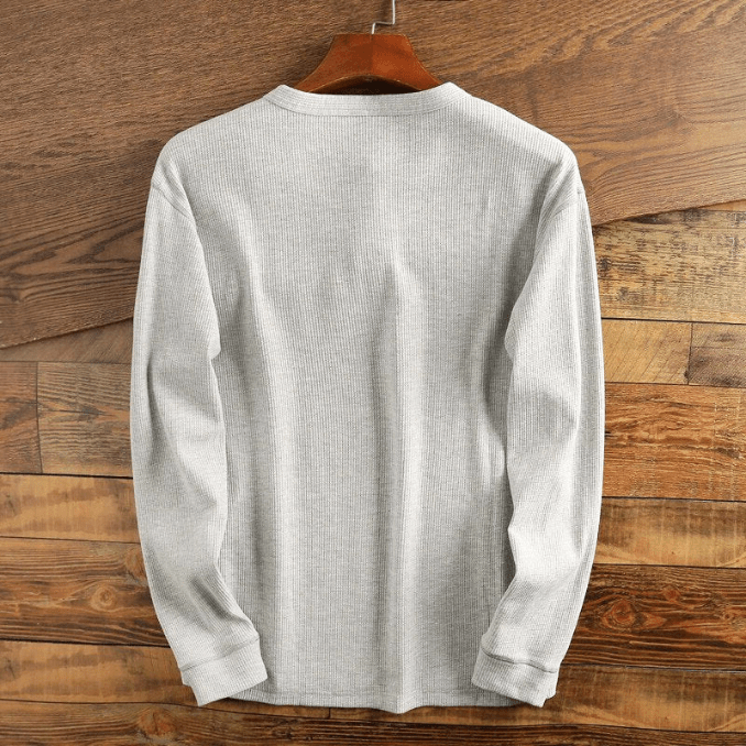 Men's Waffle Knit Henley Shirt for Fall – view 2