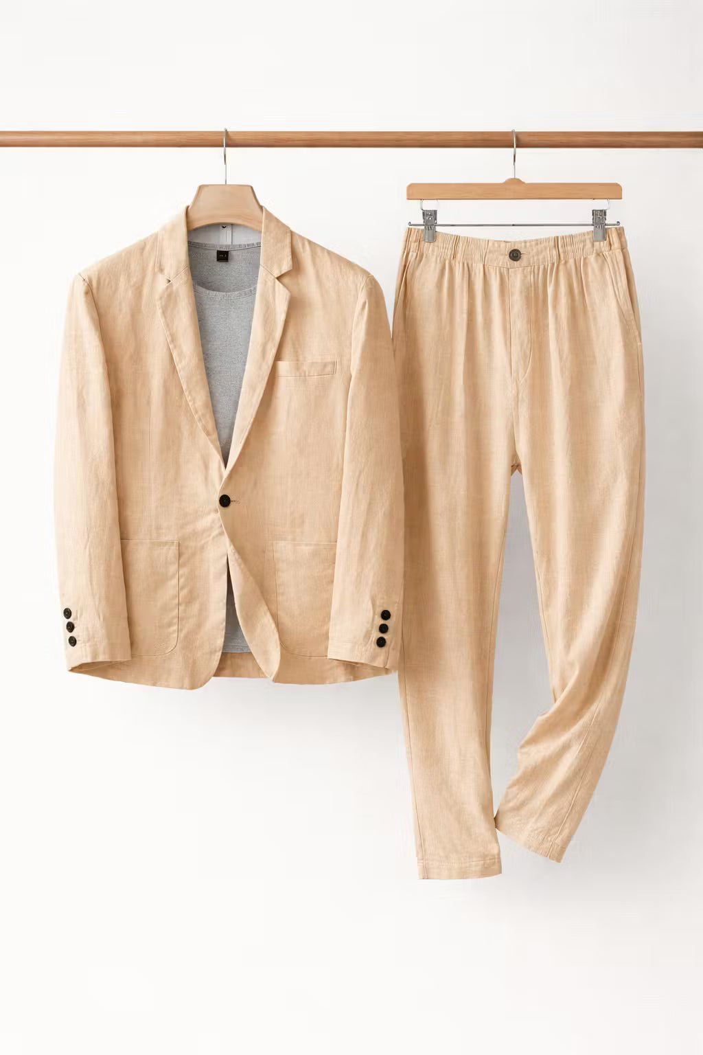 Men's Air-Flow Linen Suit Set – Beige