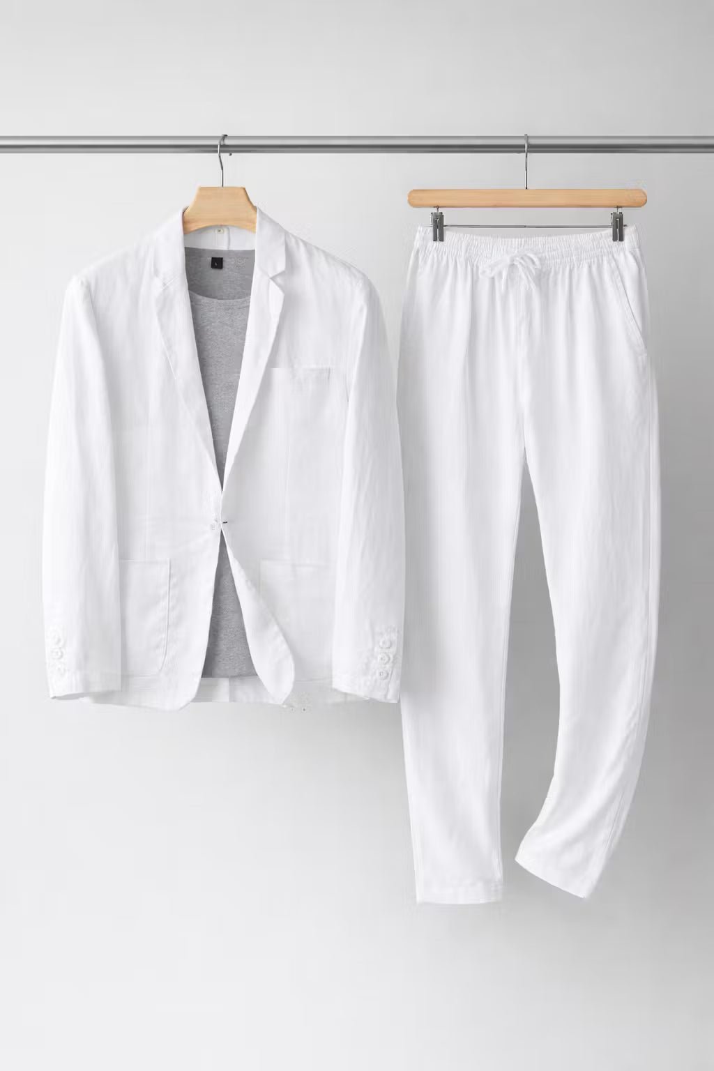 Men's Air-Flow Linen Suit Set – White