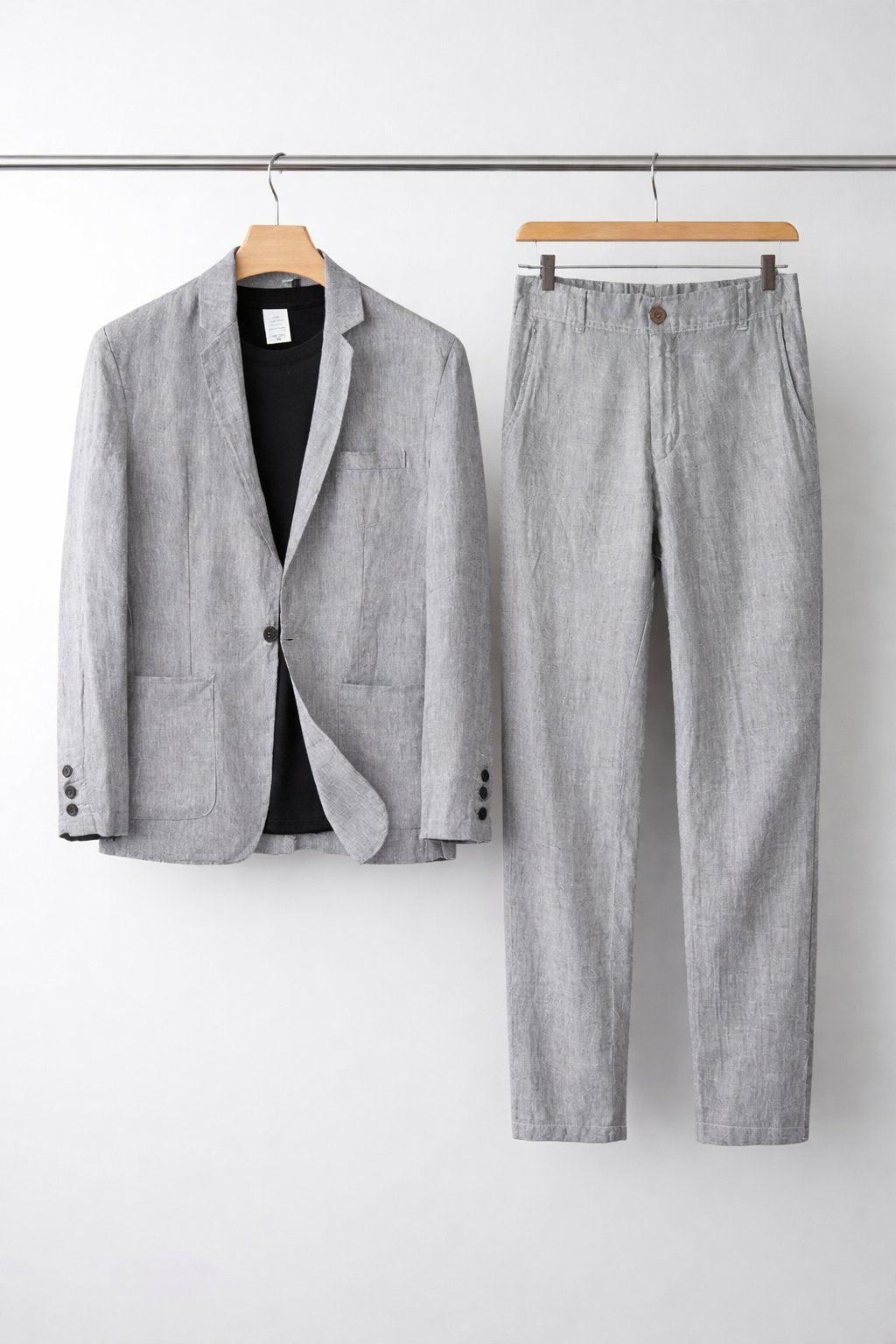 Men's Air-Flow Linen Suit Set – Light Gray