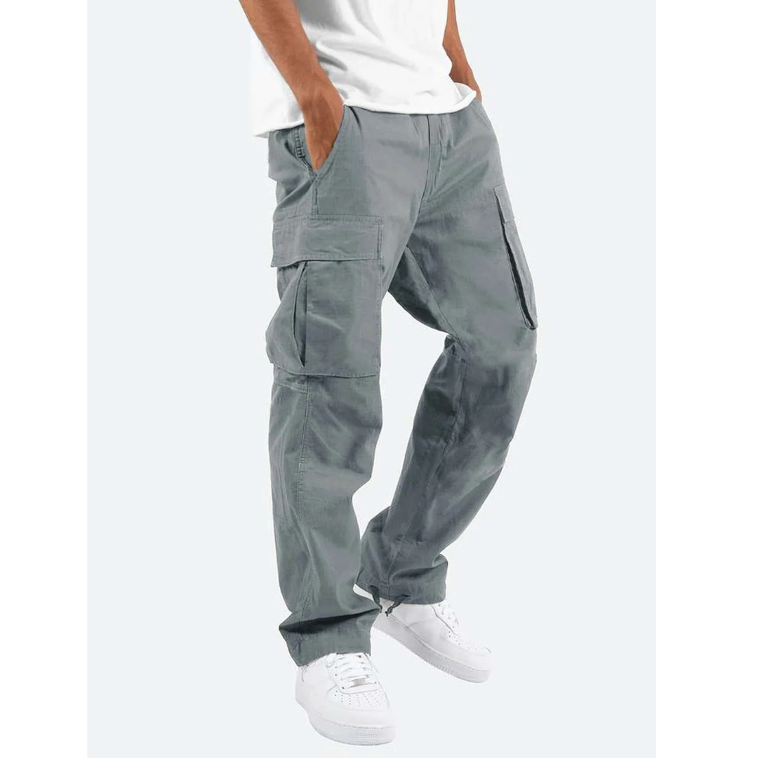 Men's Relaxed-Fit Cargo Trousers – Gray