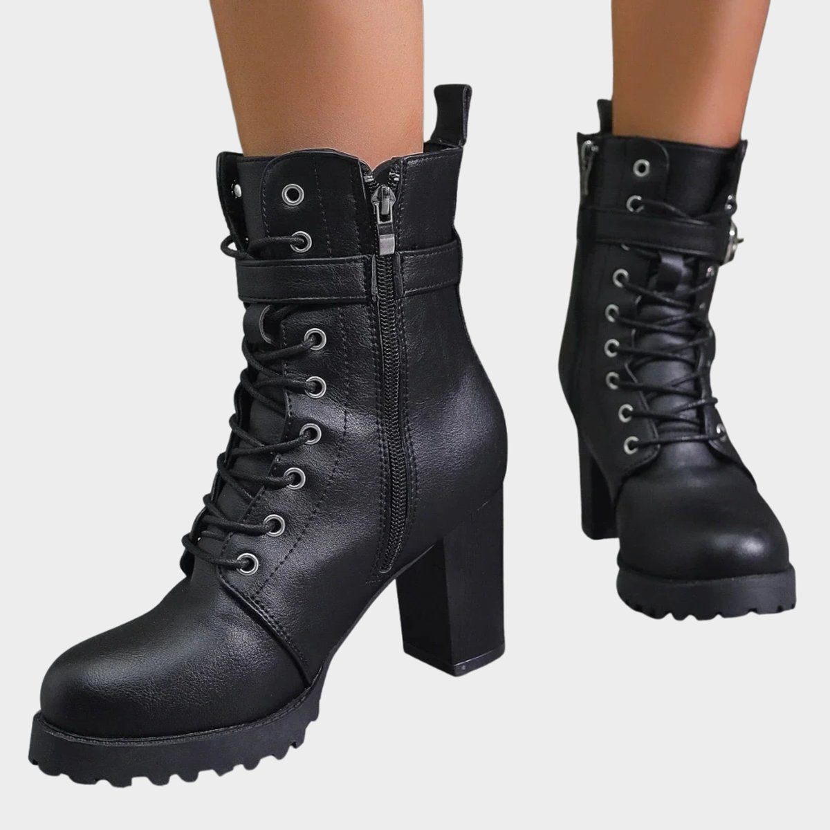Women's Tie-Front Block-Heel Combat Boots – view 3