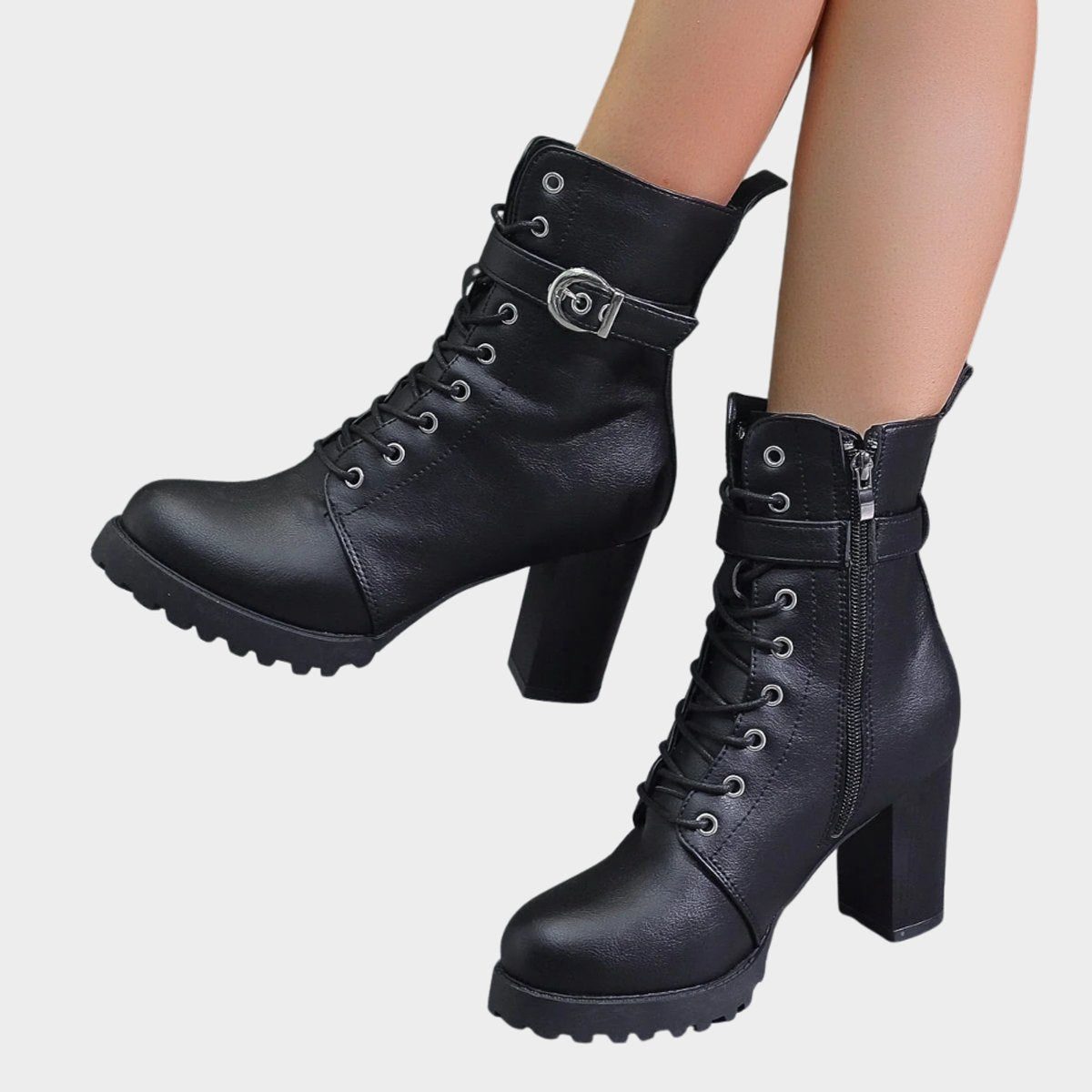 Women's Tie-Front Block-Heel Combat Boots – view 4