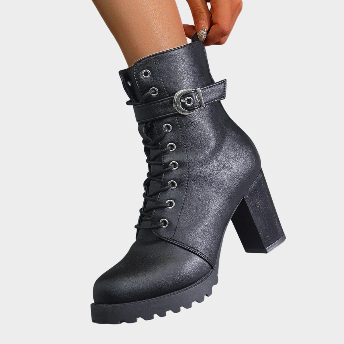 Women's Tie-Front Block-Heel Combat Boots – view 5