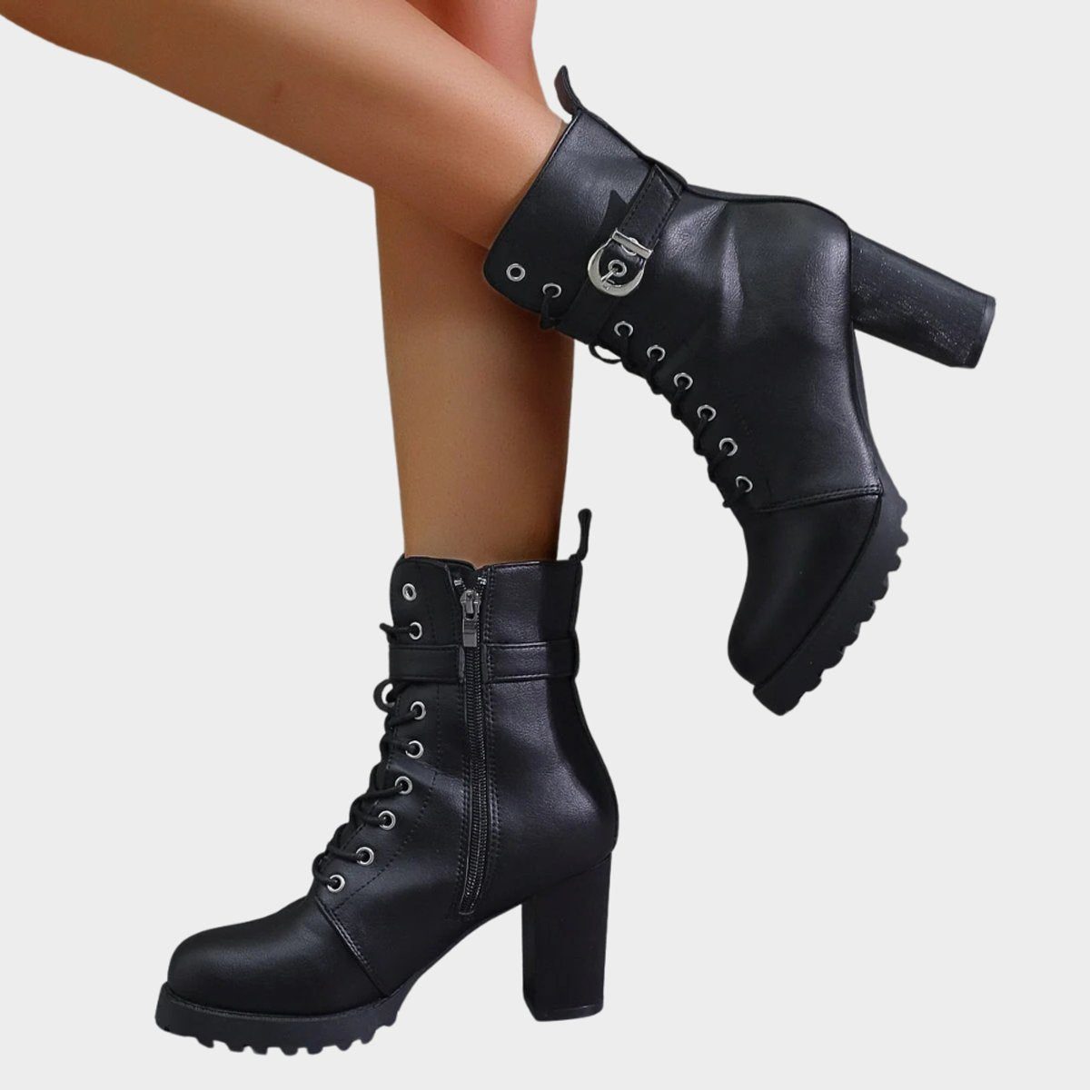 Women's Tie-Front Block-Heel Combat Boots – view 6