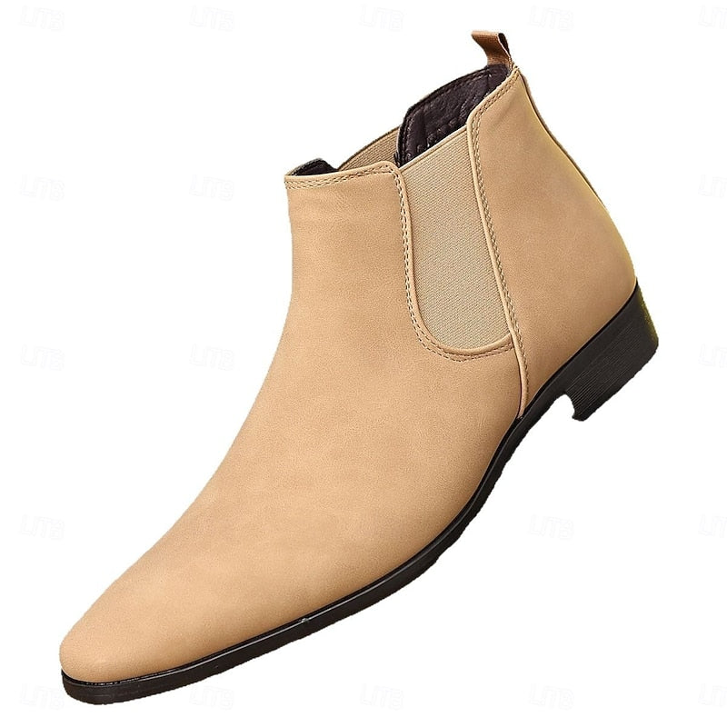 Men's Elastic-Panel Easy-On Ankle Boots – Light Yellow
