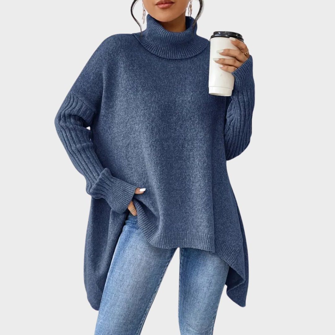 Women's Loose-Fit Asymmetric-Hem Roll-Neck Knit Pullover – view 7
