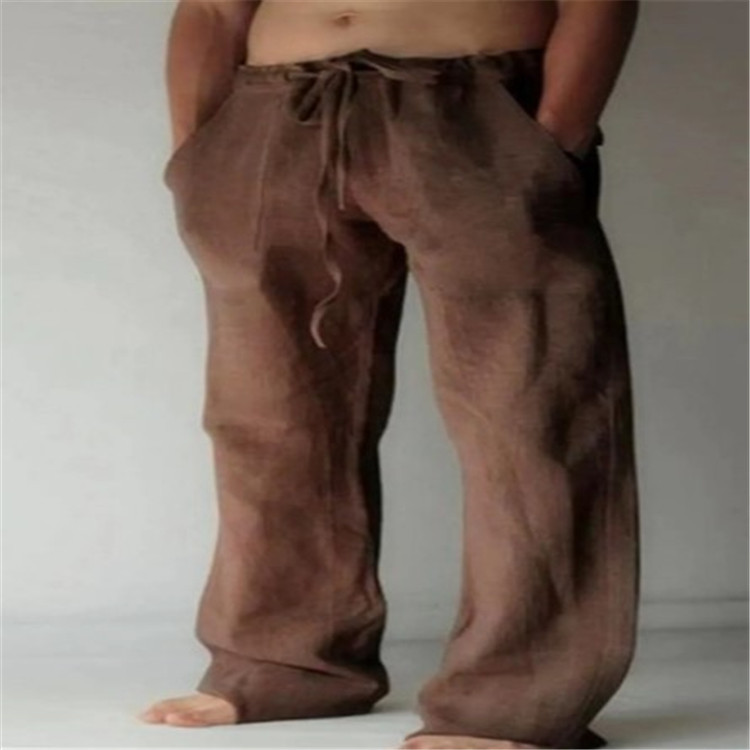 Men's Flared-Leg Tie-Waist Pants – Brown