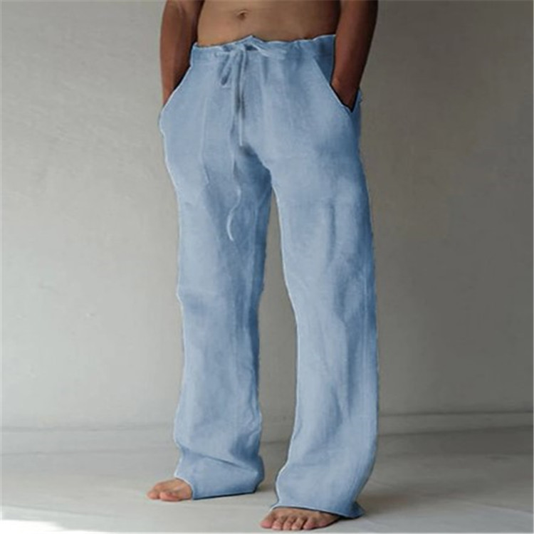 Men's Flared-Leg Tie-Waist Pants – Sky Blue