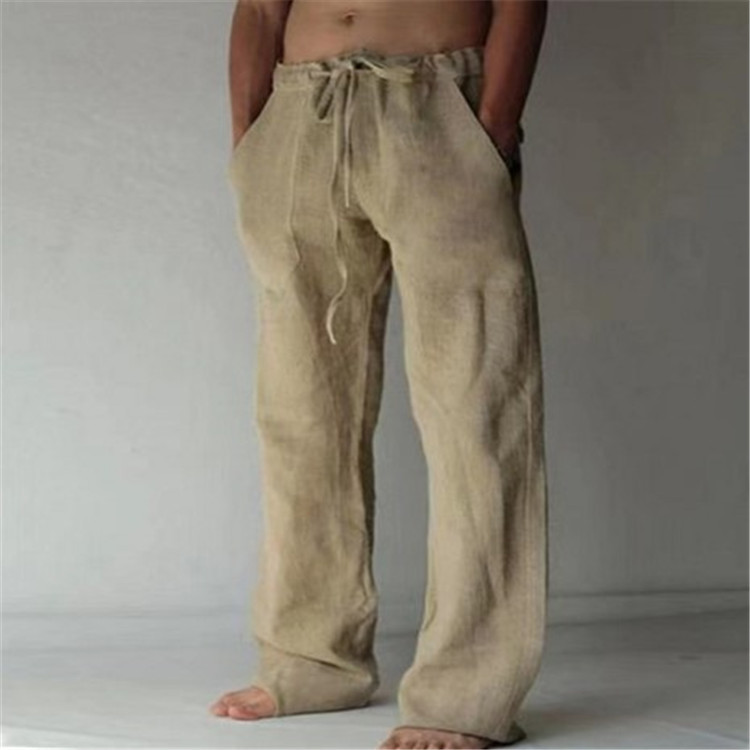 Men's Flared-Leg Tie-Waist Pants – Khaki