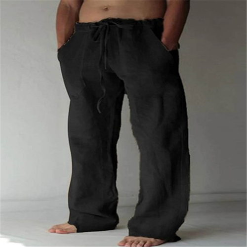 Men's Flared-Leg Tie-Waist Pants – Black