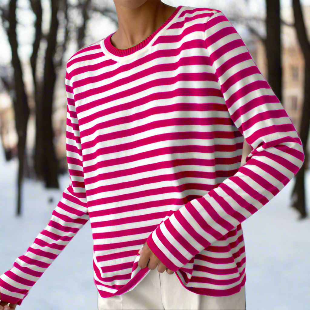 Women's Print-Detail Long-Sleeve Top – Hot Pink