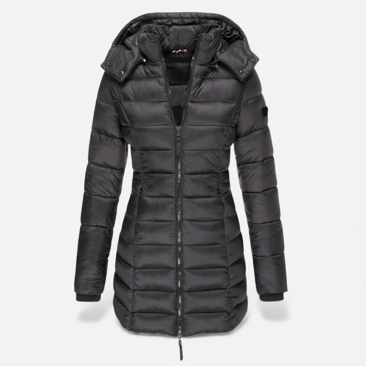 Women's Padded Slim-Cut Mid-Length Jacket – Black