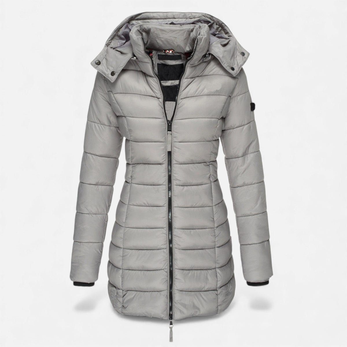 Women's Padded Slim-Cut Mid-Length Jacket – Gray