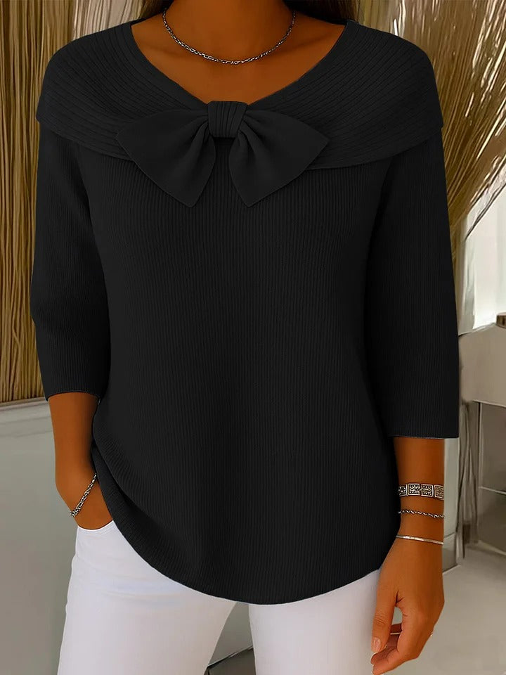 Women's Bow Detail Tailored Knit Pullover – view 6