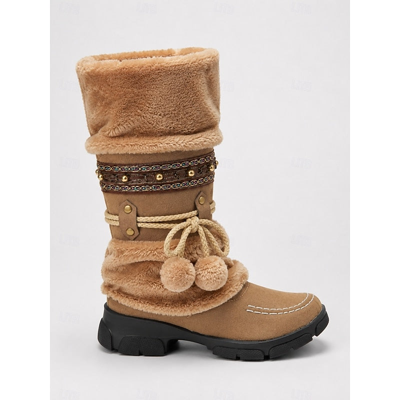 Women's Plush-Fur Cuff Boho Cold-Weather Boots – view 5