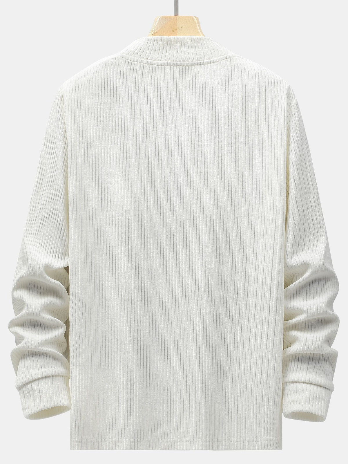 Men's Fine Rib-Knit Stretchy Mock-Neck Knit Pullover – view 3