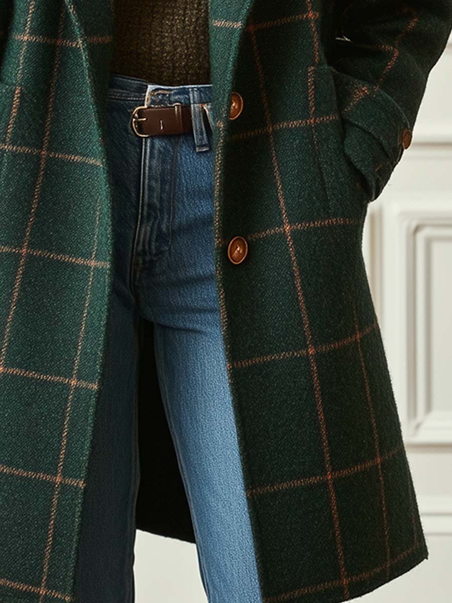 Women's Retro Tweed Check Coat for Layering – view 6