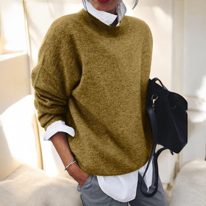 Women's Plush Knit Relaxed-Fit Everyday Pullover – Khaki