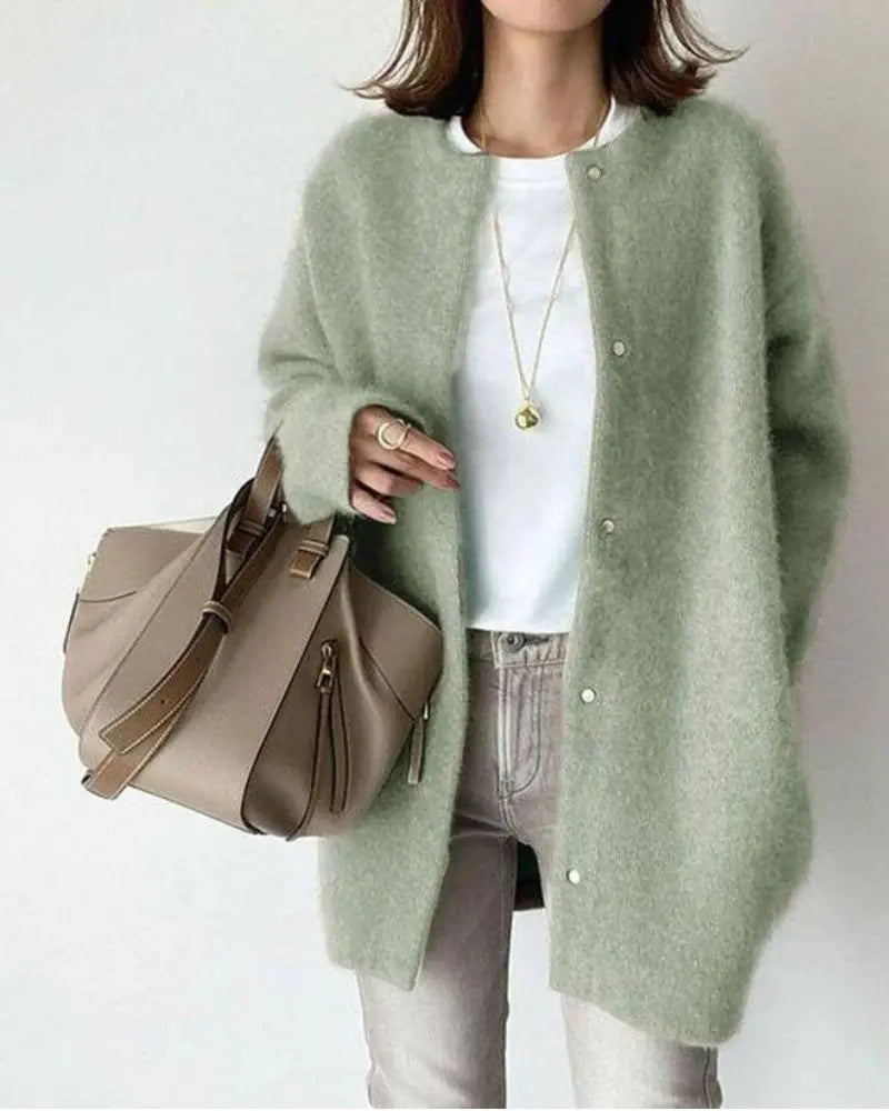 Women's Wool-Blend Knit Cardigan – Mint Green