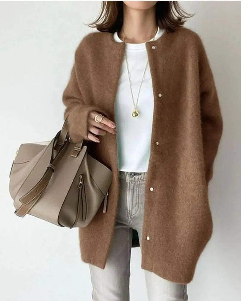Women's Wool-Blend Knit Cardigan – Coffee