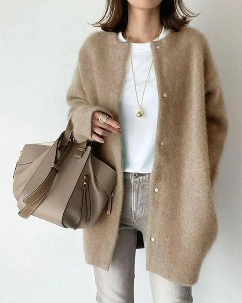 Women's Wool-Blend Knit Cardigan – Khaki