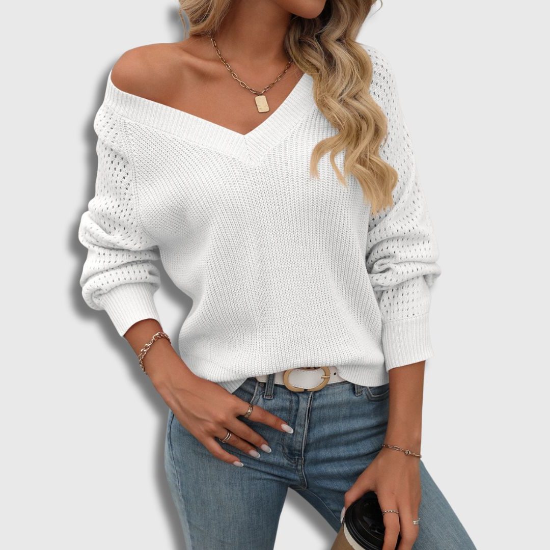 Women's Rib-Knit V-Neckline Pullover – view 4