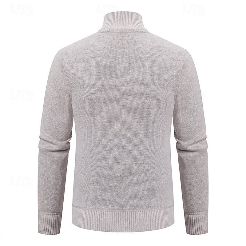 Men's Textured Knit Stand-Collar Zip Knit Cardigan – view 6