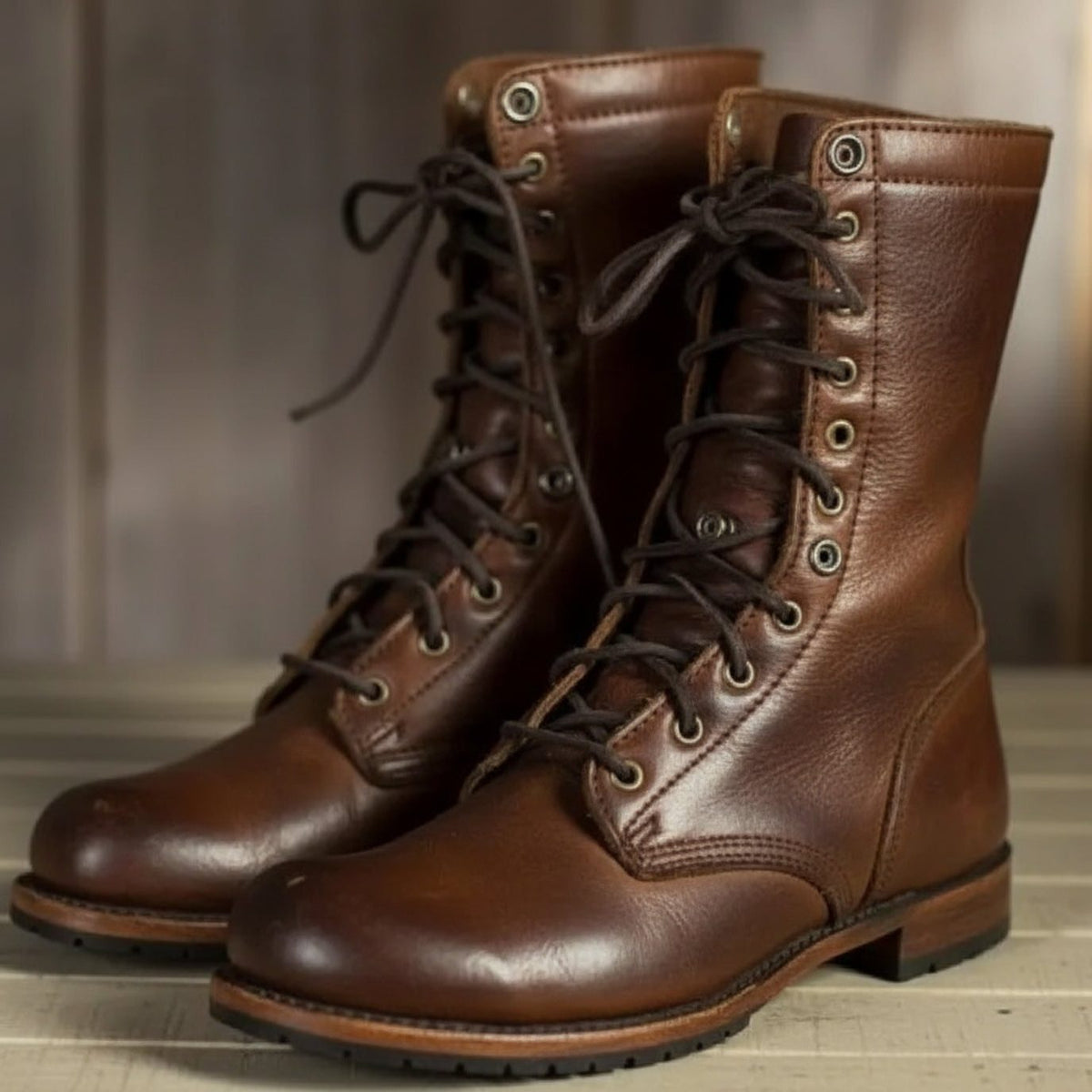 Women's Tie-Front Mid-Calf Boots – Dark Brown
