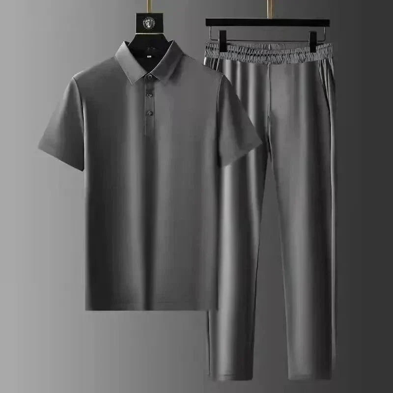Men's Polo Shirt and Pants Set for Weekends – Gray