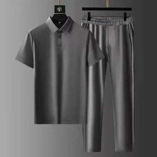 Men's Polo Shirt and Pants Set for Weekends – Gray