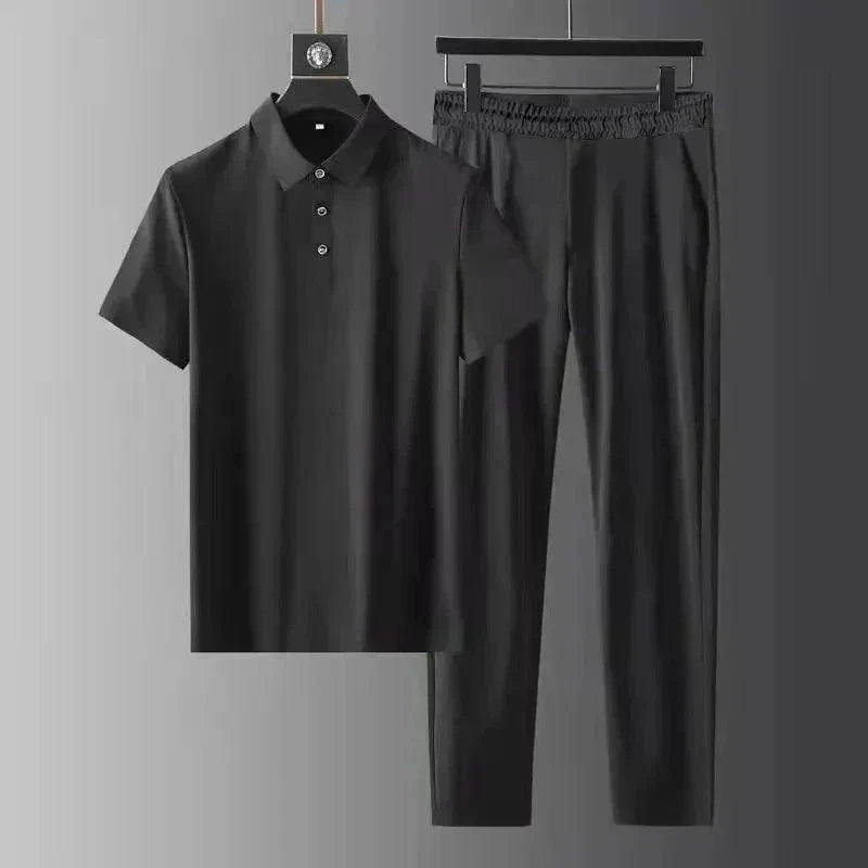 Men's Polo Shirt and Pants Set for Weekends – Black