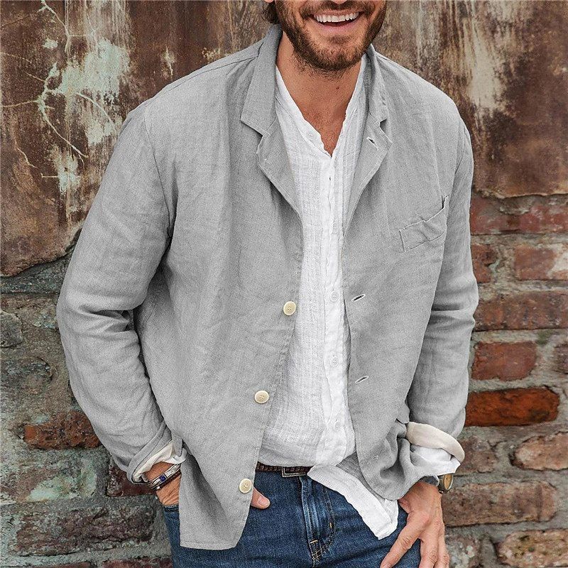 Men's Light-Weight Textured Notch Lapel Everyday Blazer – Gray