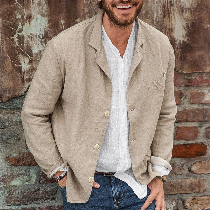 Men's Light-Weight Textured Notch Lapel Everyday Blazer – Khaki