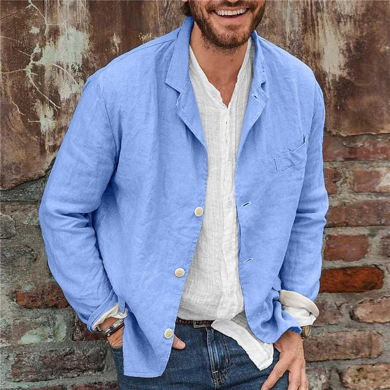 Men's Light-Weight Textured Notch Lapel Everyday Blazer – Blue