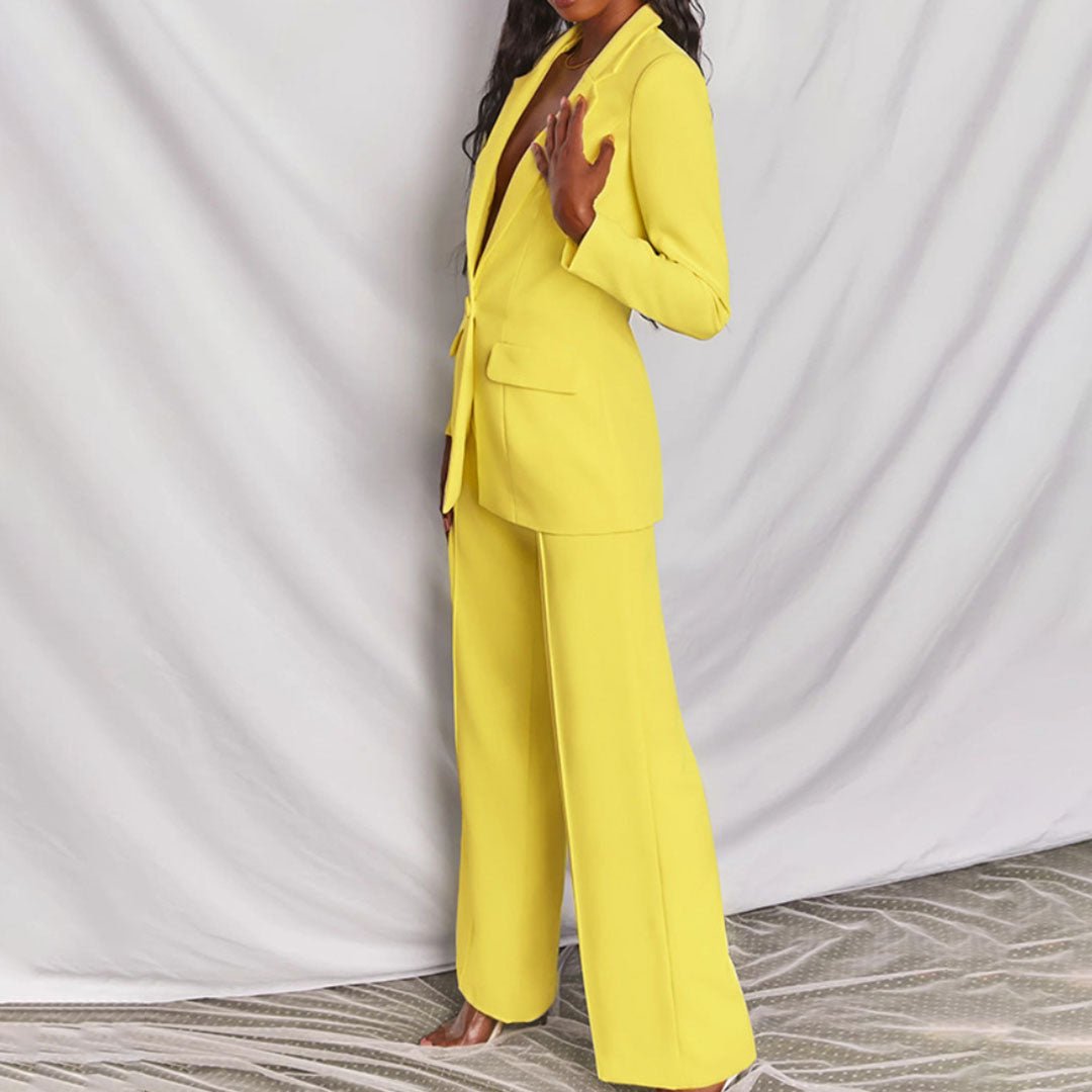 Women's Single-Breast Flared-Leg Blazer Set – view 3