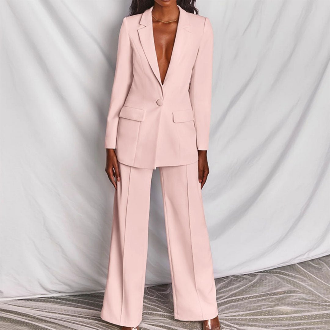 Women's Single-Breast Flared-Leg Blazer Set – view 5