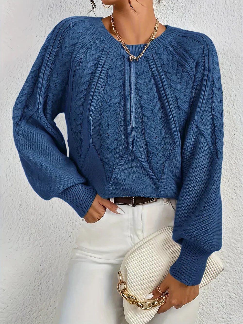 Women's Cable-Knit Pullover with Crew Neck – view 4