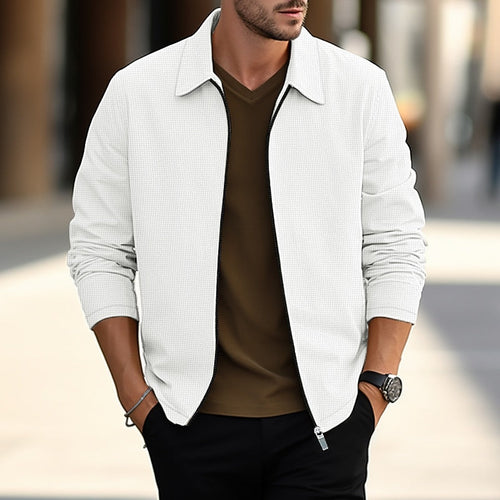 Men's Light-Weight Lapel Overshirt Jacket – White