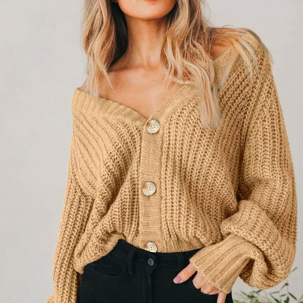 Women's Loose-Fit Balloon Sleeve Knit Cardigan – view 2