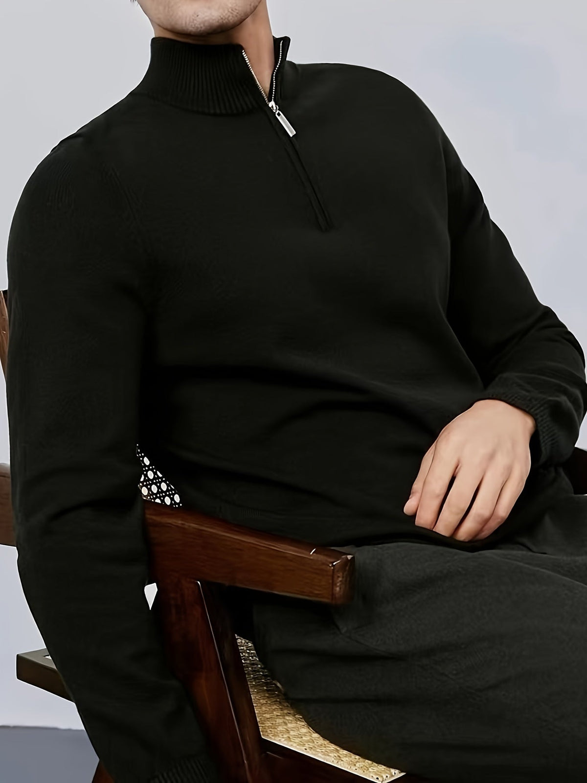 Men's Half-Zip High Neck Knit Pullover – view 6