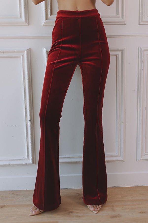 Women's Velour-Finish Blazer Flare Pants Set – view 5