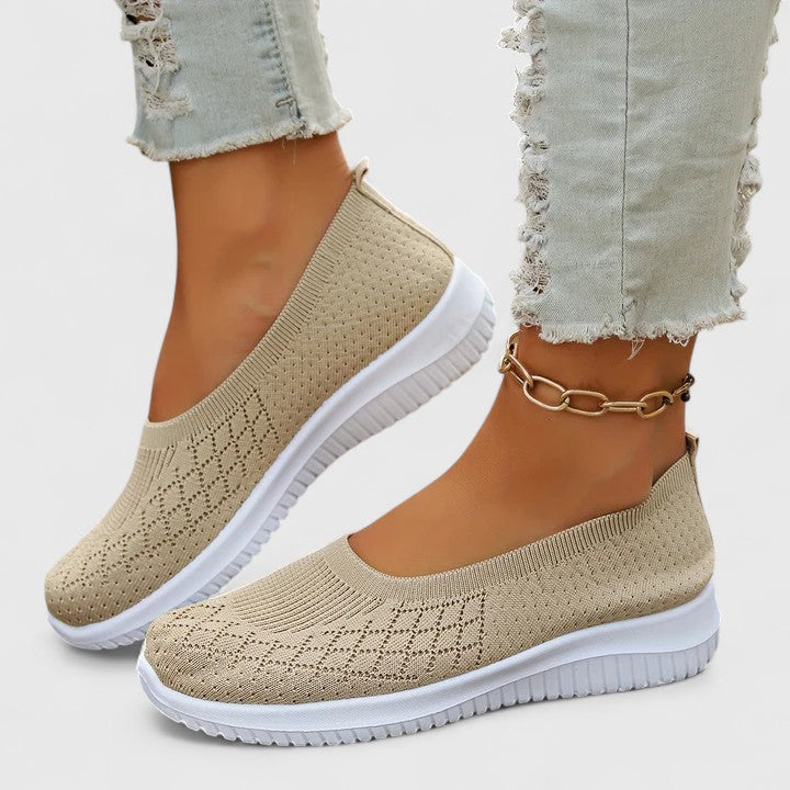 Women's Stretchy Support Pull-On Shoes – Apricot