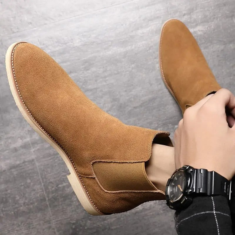 Men's Suede-Finish Chelsea Boots with Elastic Side Panels – view 6