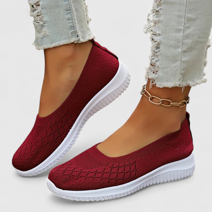 Women's Stretchy Support Pull-On Shoes – Red